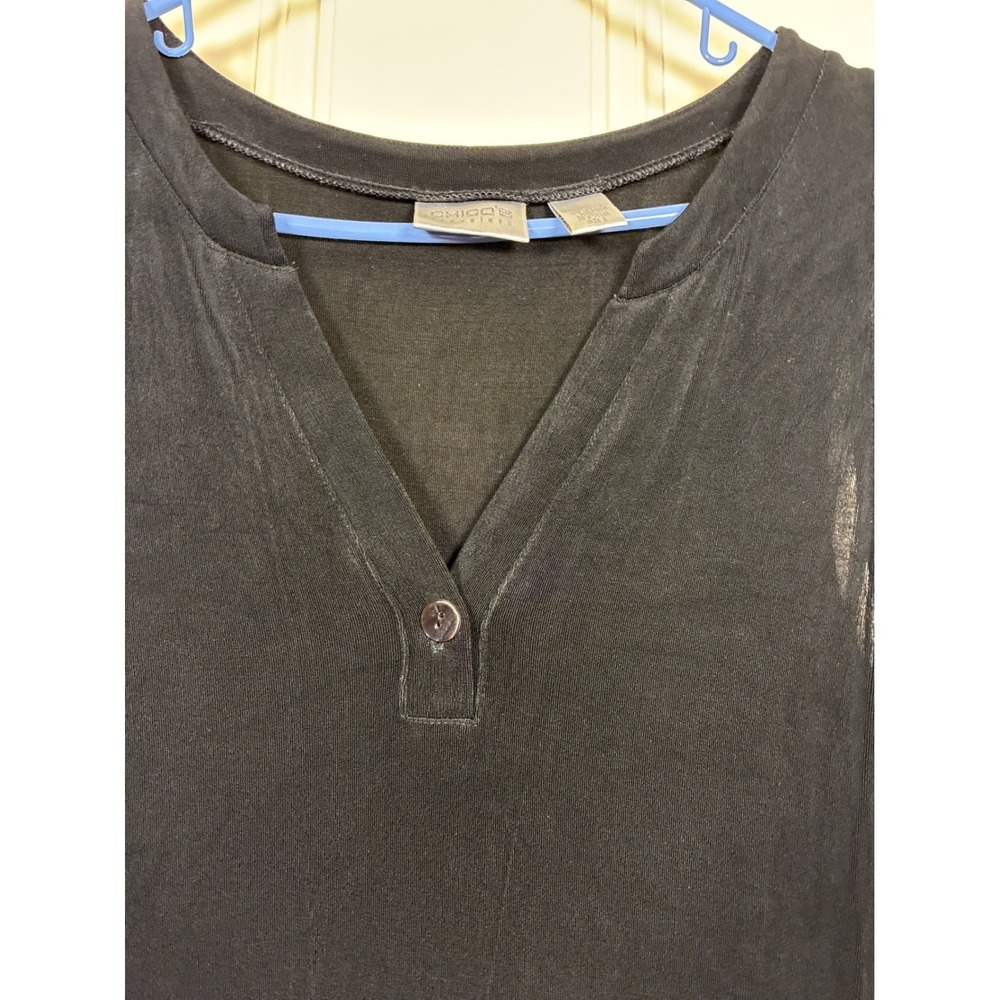 Chico's Travelers Dress L 12 Black Sleeveless Tank cruise resort minimalist - Picture 4 of 6